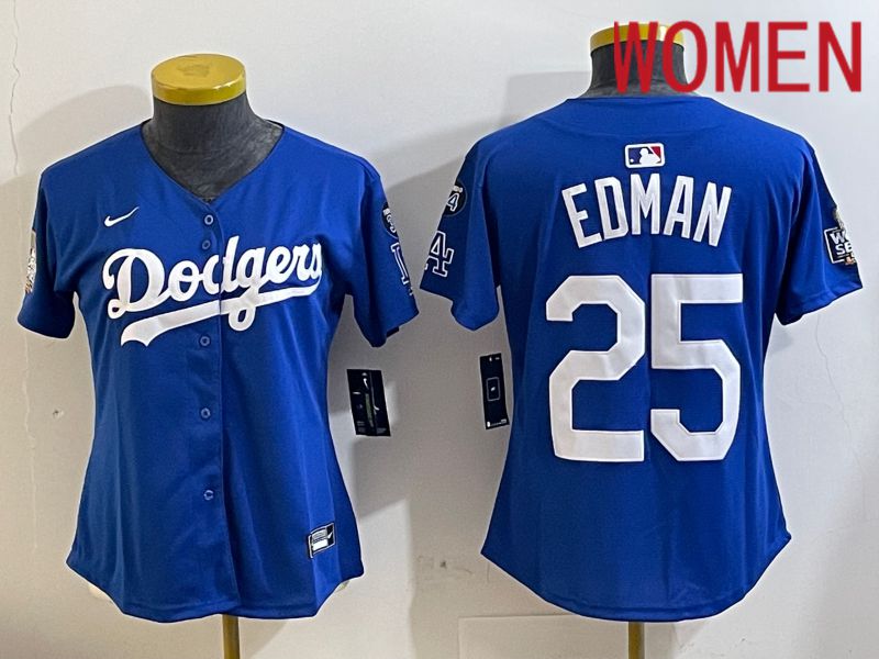Women Los Angeles Dodgers 25 Edman Blue Game 2024 Nike MLB Jersey style 11215